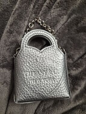 Tiffany Metallic Silver Leather Mini Top-Handle Bag Charm